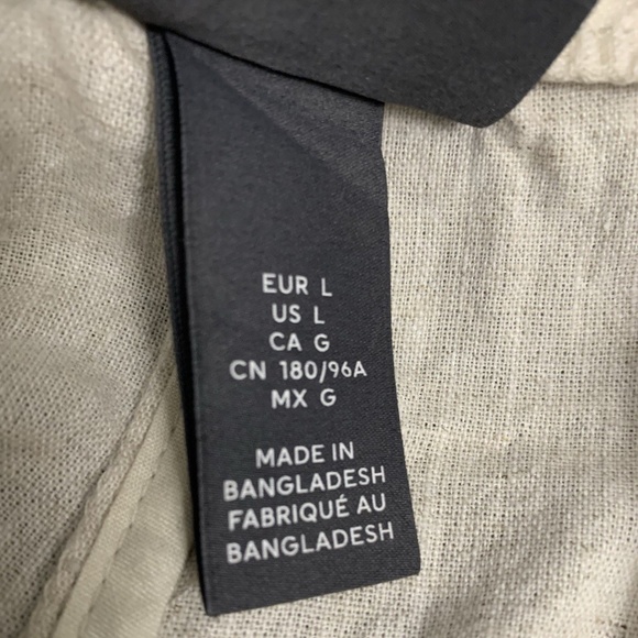 H&M Pants Women's L Tan Linen Pull On Beach Pockets Adjustable String Cropped. - Picture 9 of 14